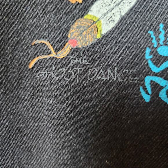 Vtg Todays News Denim Jean Jacket Mens Size Small Black Button Up Ghost Dance - Picture 10 of 13